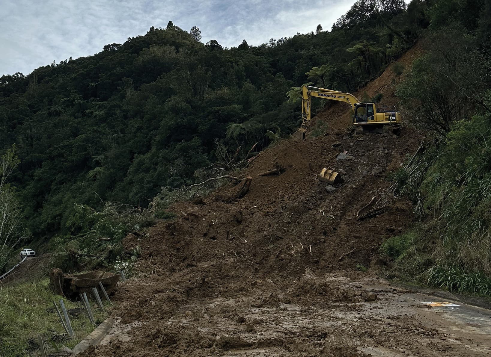 Work Continues to Clear Major Awakino Gorge Slip on State Highway 3