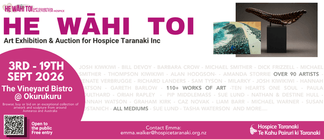 He Wāhi Toi Art Exhibition and Auction for Hospice