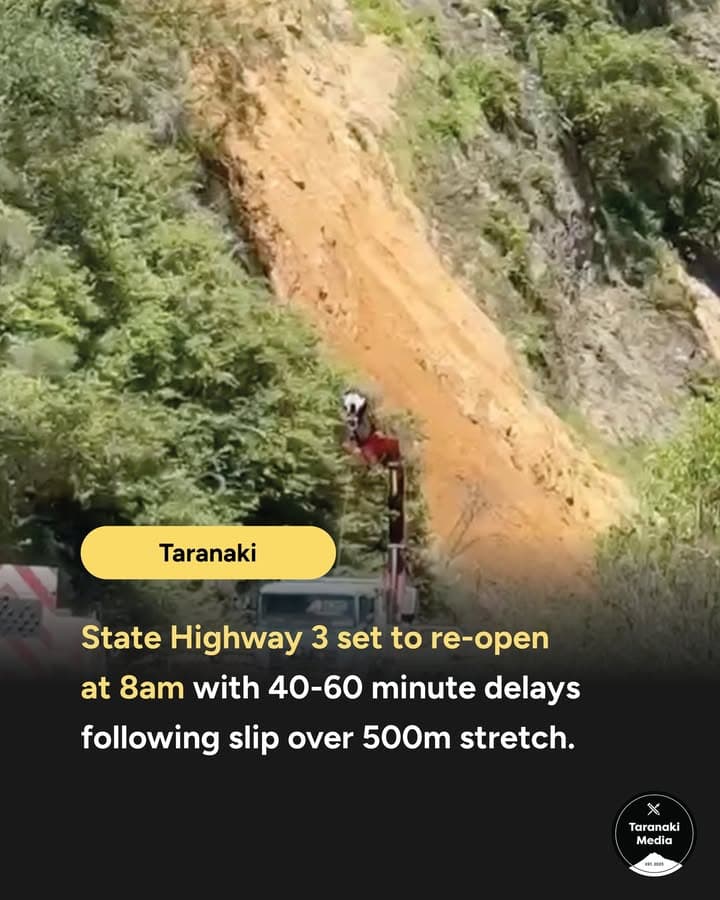State Highway 3 at Awakino Gorge is reopening at 8am today (Thu 12 Feb) with stop/go traffic management and delays to…