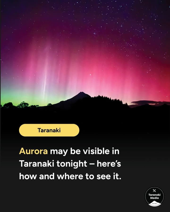 The aurora may be visible from Taranaki tonight due to a severe geomagnetic storm, driven by a series of recent…